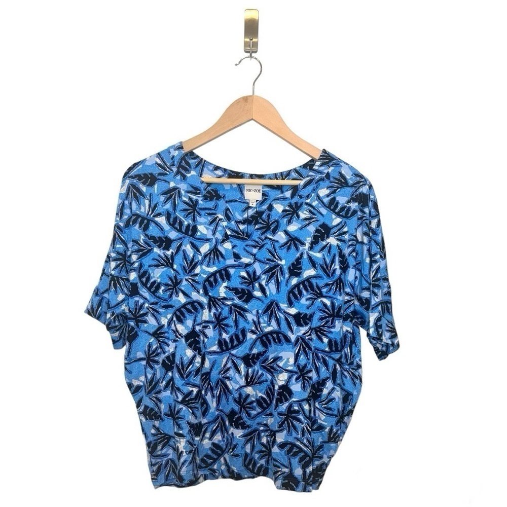 NIC+ZOE Coastal‎ Vines Knit Top Blue Multi Size Small - Picture 5 of 7